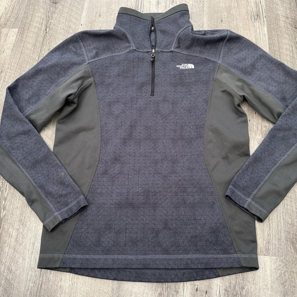 The North Face Activewear 1/4 Zip Pullover Mens Small Blue Cinder Print NF0A37JV